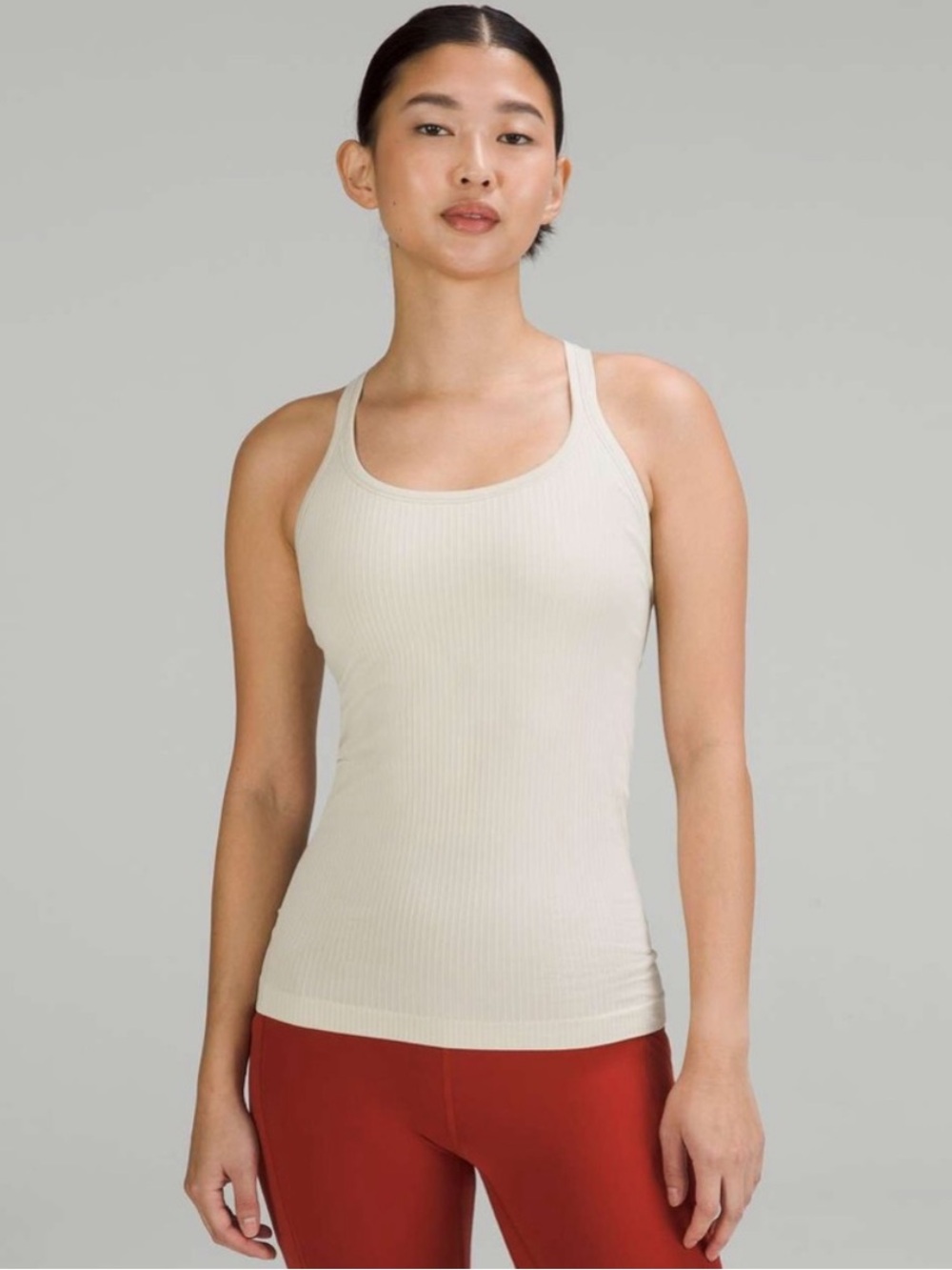 Lululemon Ebb to Street Cream Ribbed Tank